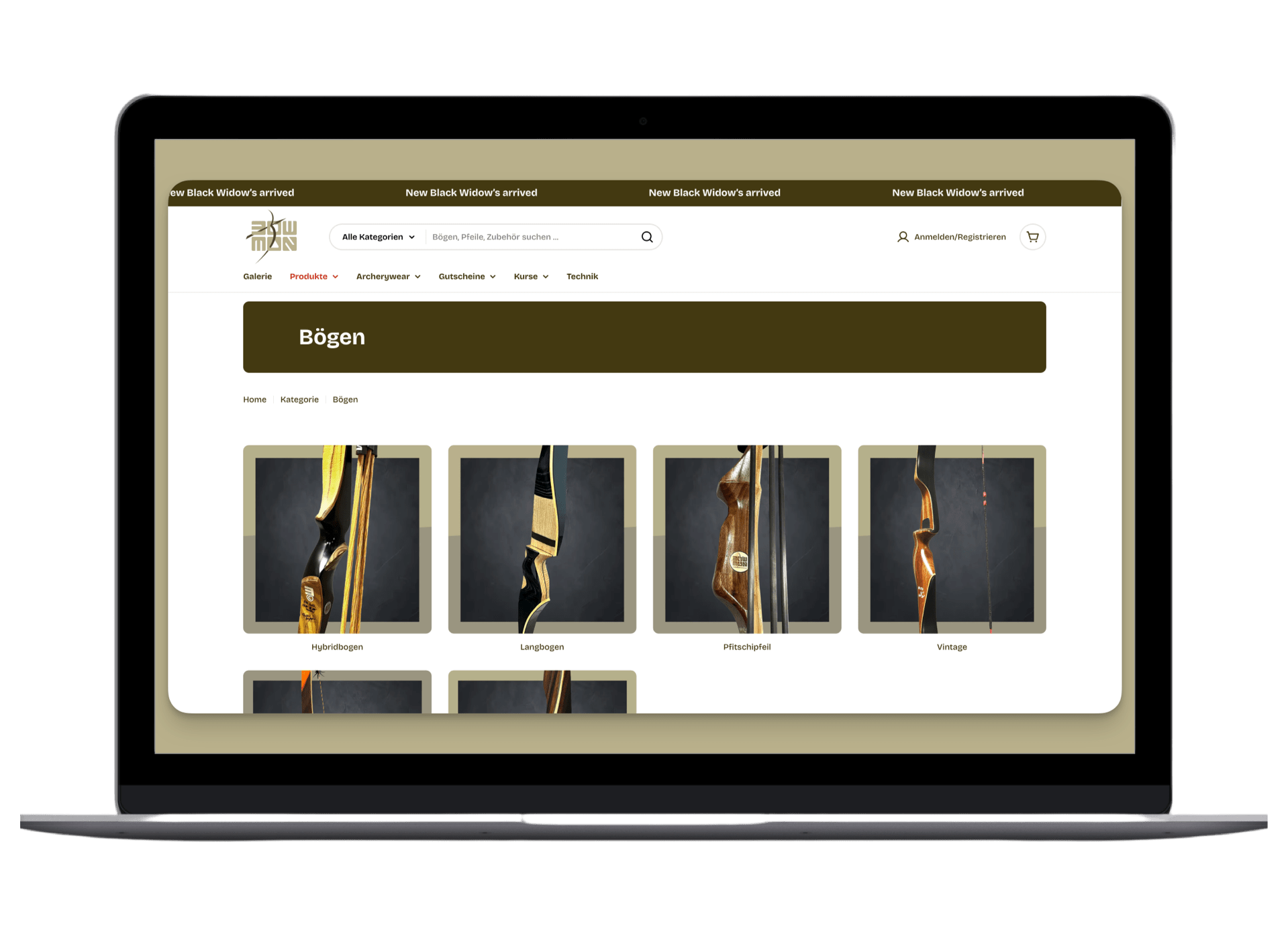 Kategorieseite mit Bögen