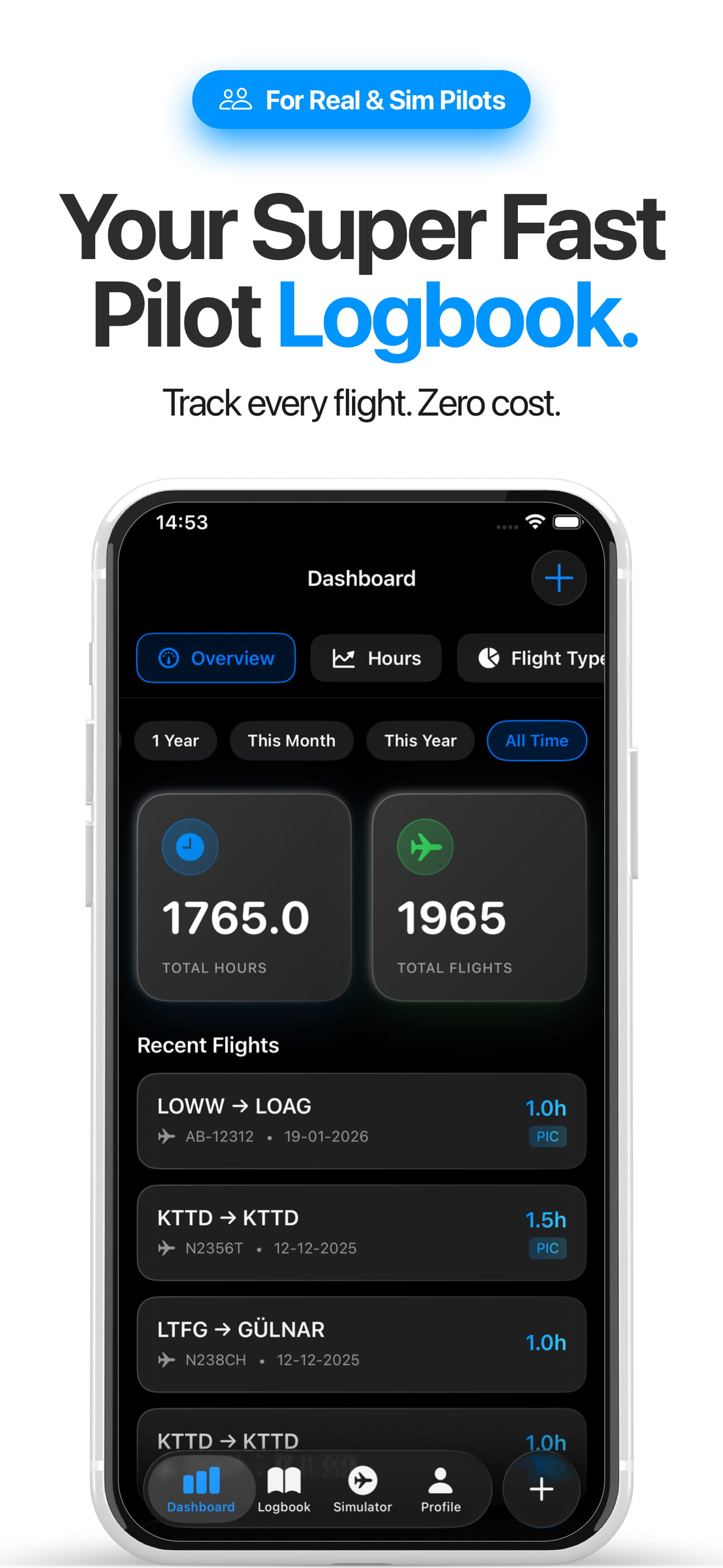 PilotLinked Logbuch Dashboard